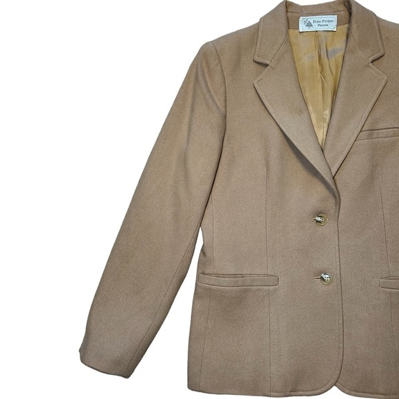 VINTAGE EVAN-PICONE WOMENS TAN WOOL LINED 2-BUTTON BLAZER, PETITE SIZE 12 - Picture 3 of 12